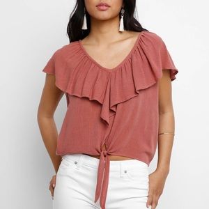Abbeline Blush Ruffle short sleeve top